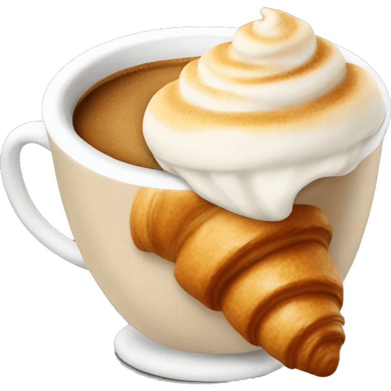 Cup of cappuccino with croissant emoji