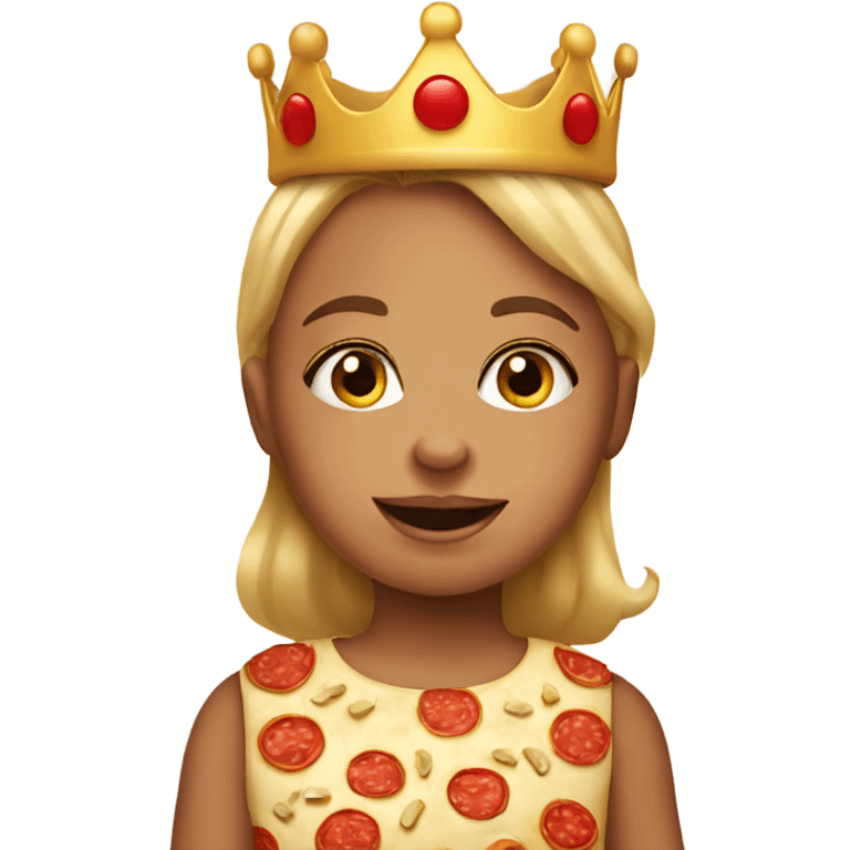 Toddler girl with crown and pizza emoji