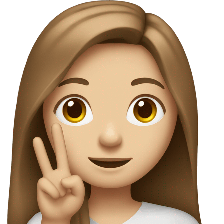 Brown long hair white girl holding up peace sign emoji