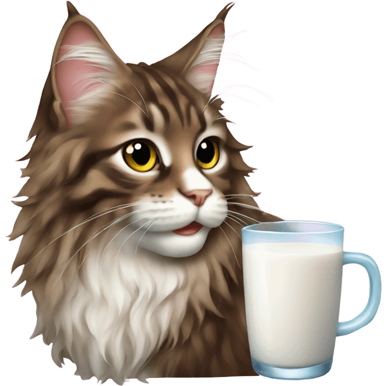 Maine coon cat drinking milk emoji