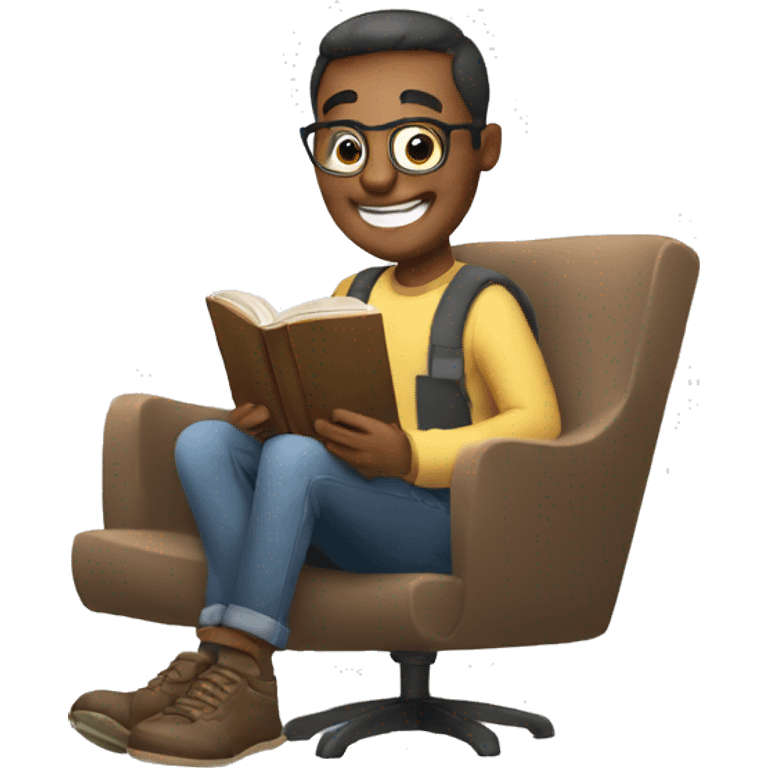 man happily reading a book emoji