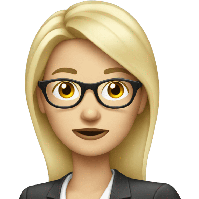 Beautiful blonde pale businesswoman wearing glasses talking on her cell phone emoji