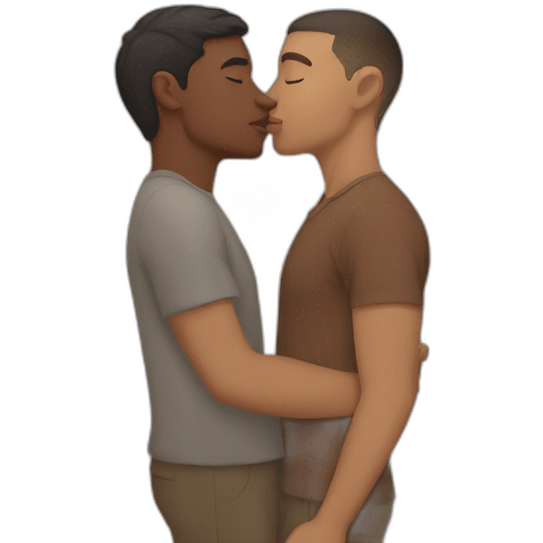 mixed-race men kissing emoji