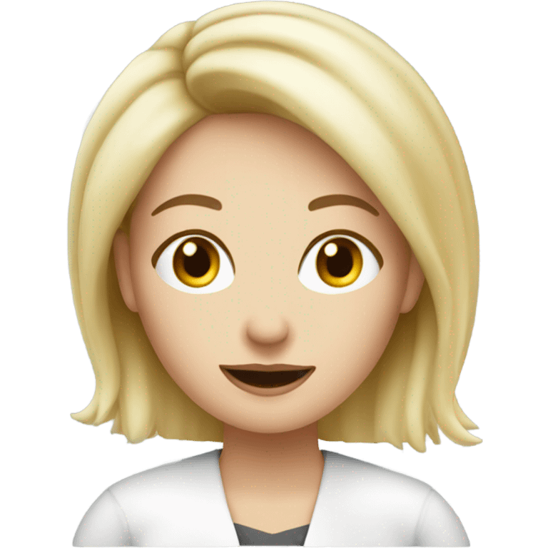 german blonde women working in kebap shop, white skin emoji