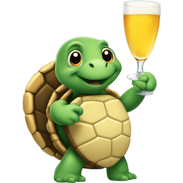 Turtle toasting a cheers! emoji