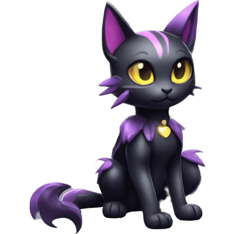 Shiny Shy Cool Punk Black beautiful fantasy Kawaii Ethereal Sona Fakemon-cat-animal with edgy bat-wings-ears Full Body emoji