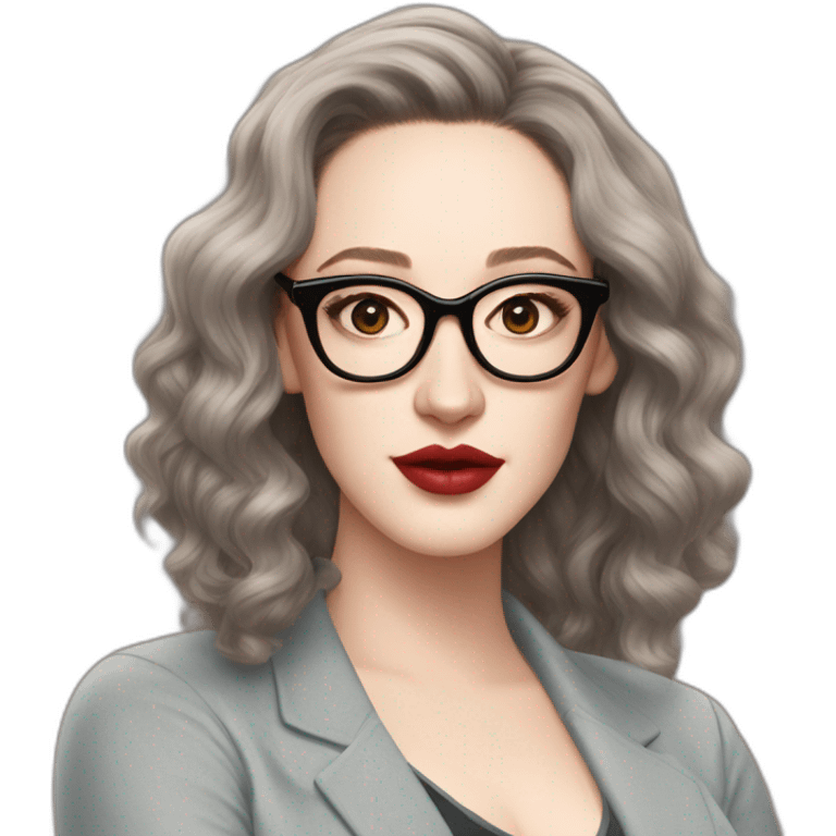 Kat Dennings wearing glasses her hair is fair brown and lips are neutral colour  emoji