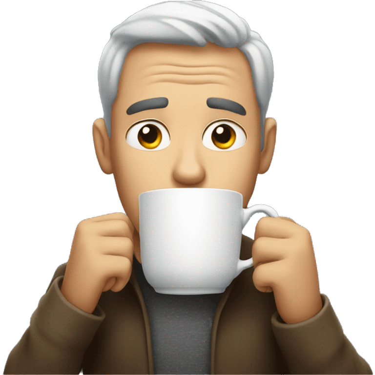 Man drinking tea while looking shocked emoji