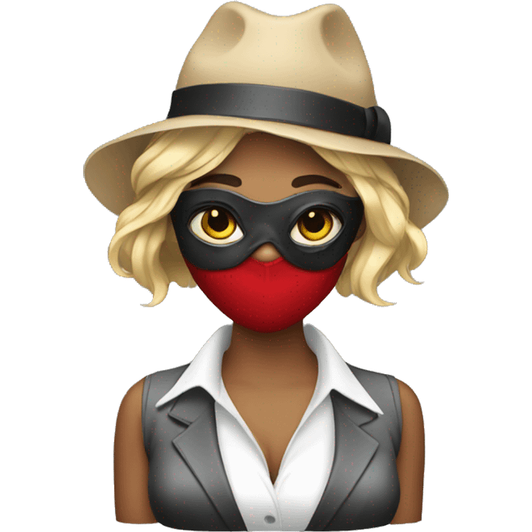 Lady gangster with mask emoji