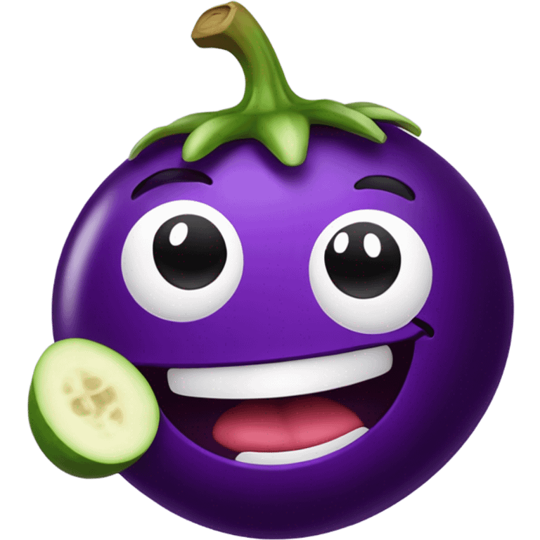 Smiling emoji licking eggplant  emoji