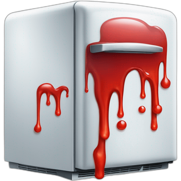 old fashioned refrigerator with red liquid leaking out of the seams emoji