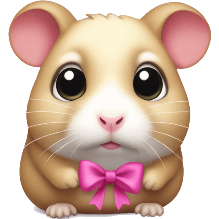 Hamster with big sad eyes and pink bow on top of head emoji