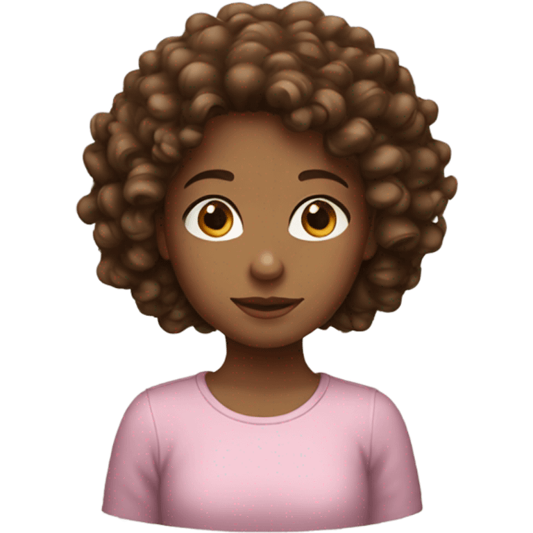 White girl with brown curly hair  emoji