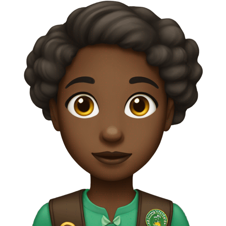 Little black girl scout and with dark brown eyes emoji