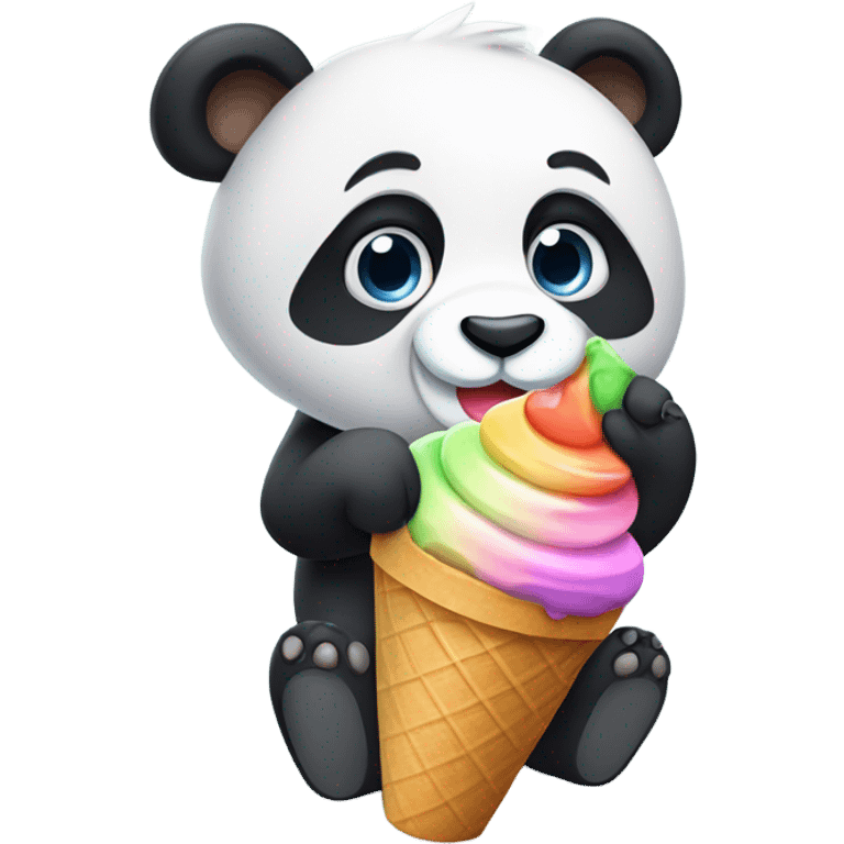 Panda eating ice cream emoji