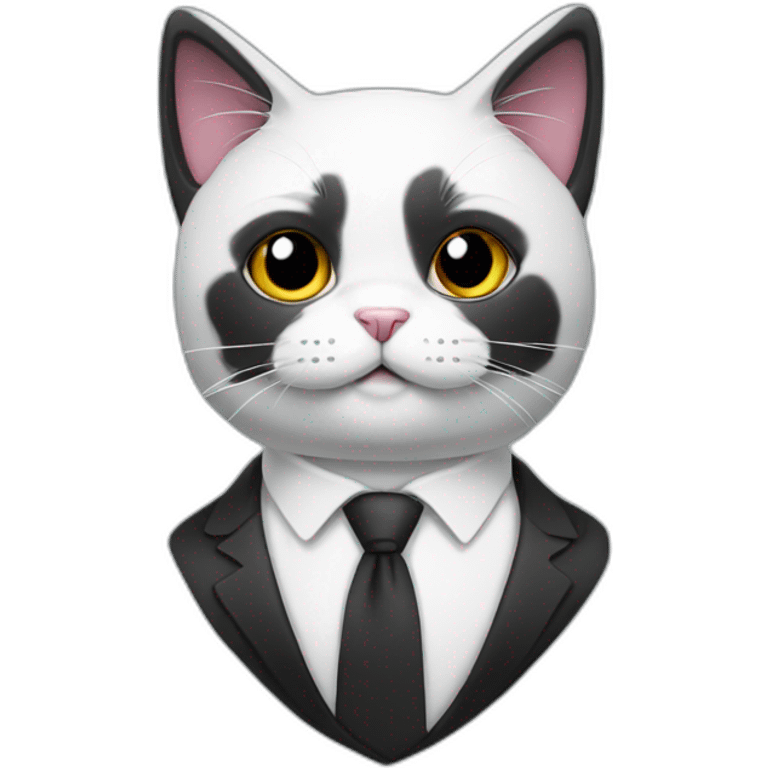 Black and white cat with a tie emoji