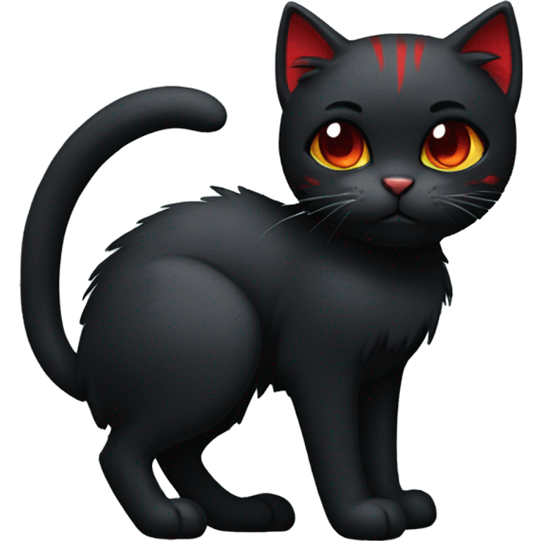 Anthro Edgy Cool Beautiful Black Cat with Emo Hair-bangs with Red Streaks emoji