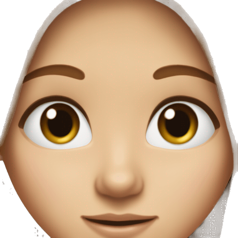 A girl with brown long straight hair thats parted in the middle, she’s light skinned and she has long eyelashes and blue eyes. Her nose is small and her lips are pretty. emoji