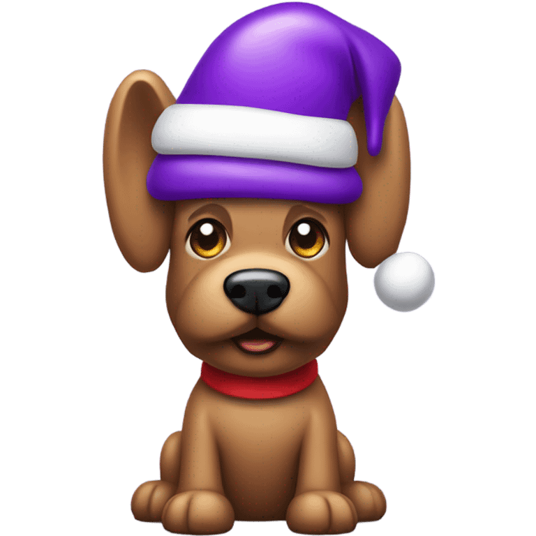 Purple balloon dog with Santa hat emoji