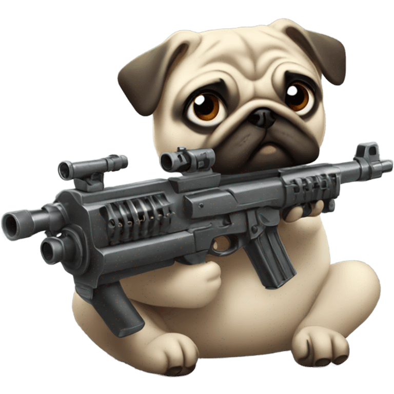 Pug shooting a machine gun  emoji