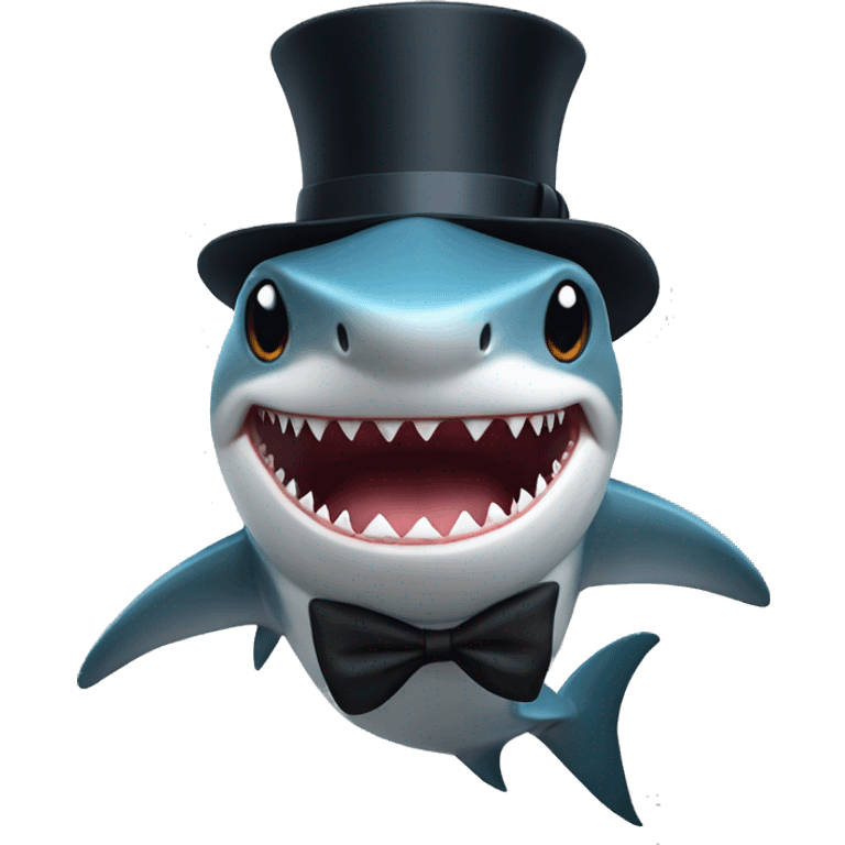 Shark with a top hat emoji