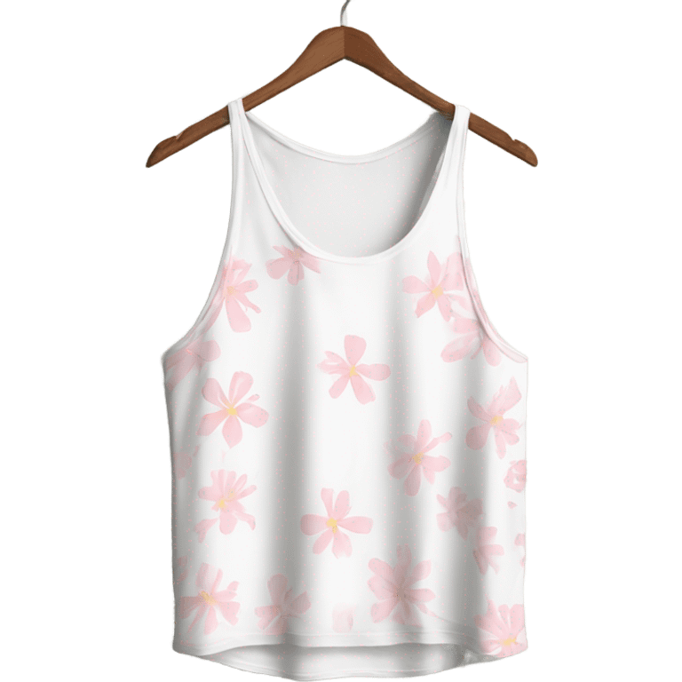 white tank top with dainty light pink floral details emoji