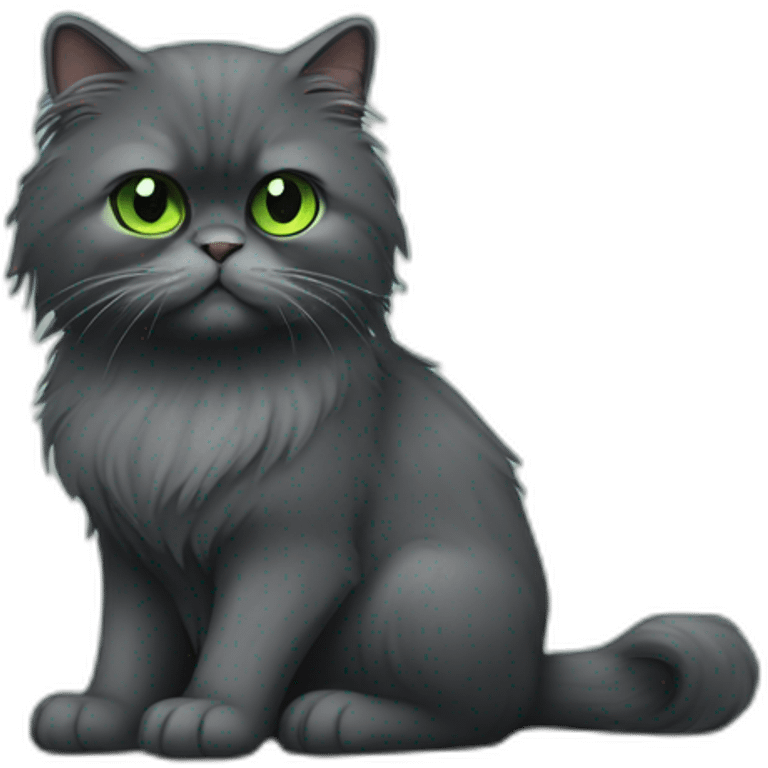 dark gray persian cat with green eyes emoji