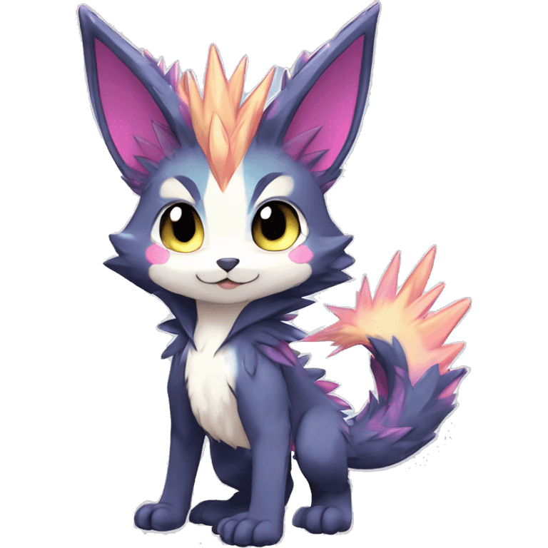 Anthro Scalie Spiky Cool Edgy Magical Shiny Colorful Pastel Sparkle Kemono-style Chibi Fantasy-Animal-Fakémon-Pokémon-Hybrid Fur Sona Aesthetic Full Body emoji