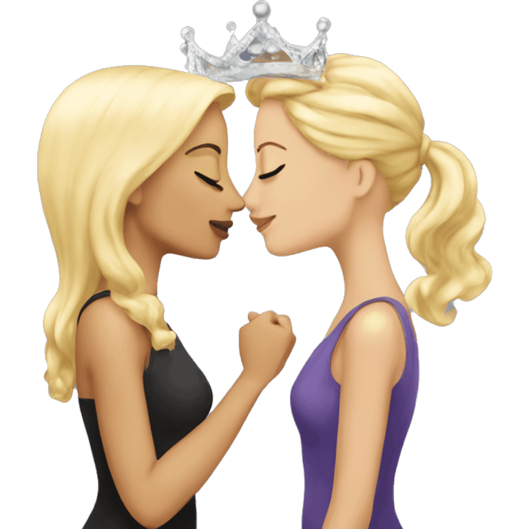 2 women queens couple blonde kiss emoji