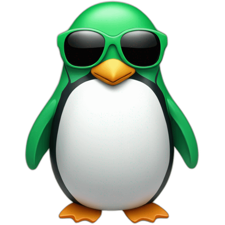 Penguin whit a wrench in the hands, sun glasses and green hair emoji