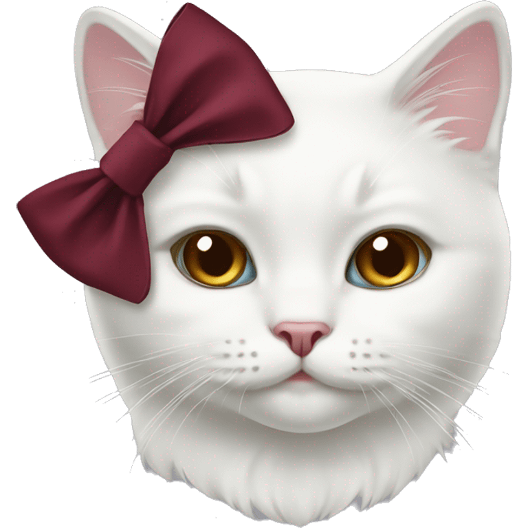 white cat with maroon bow emoji