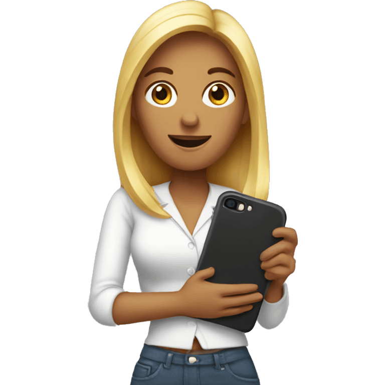 woman showing big phone emoji