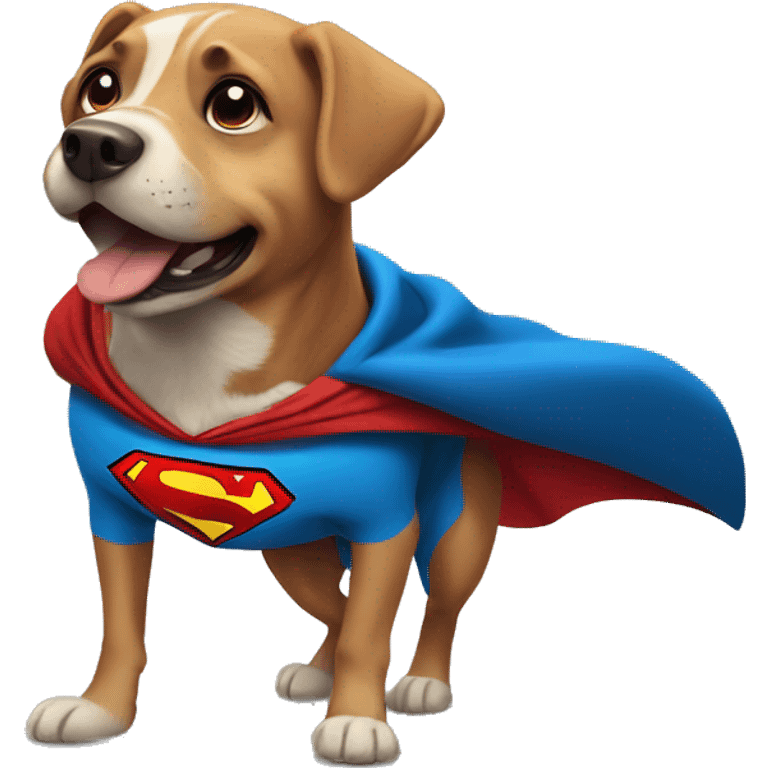 dog wearing a cape in a superman flying position  emoji