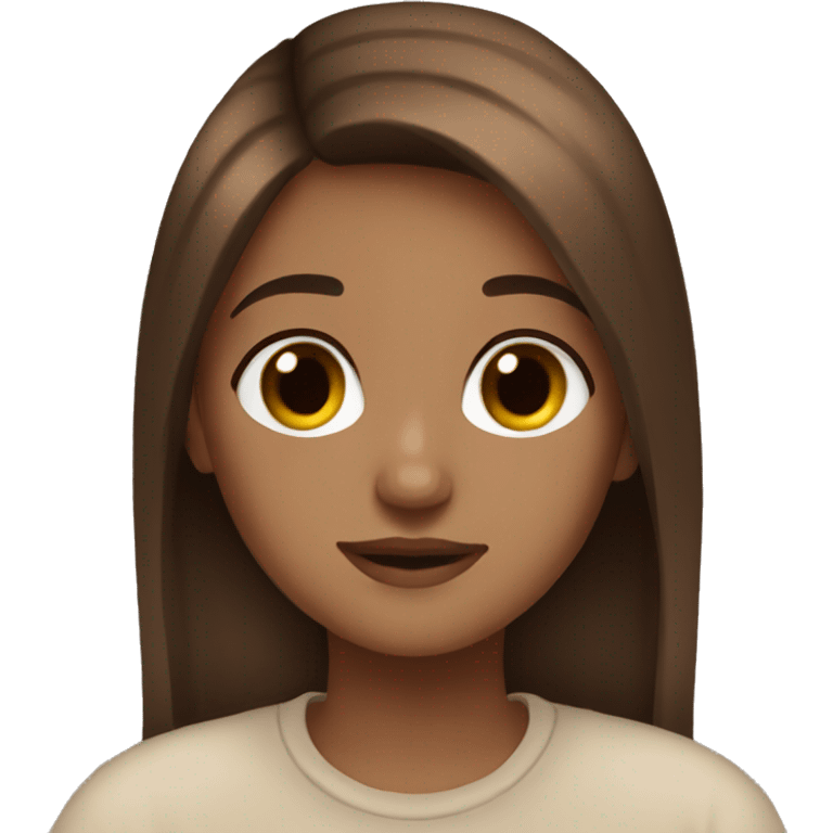 Aesthetic cozy brown straight hair girl emoji