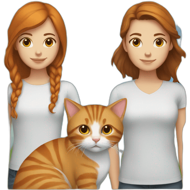 girl with brown hair and with a ginger cat emoji