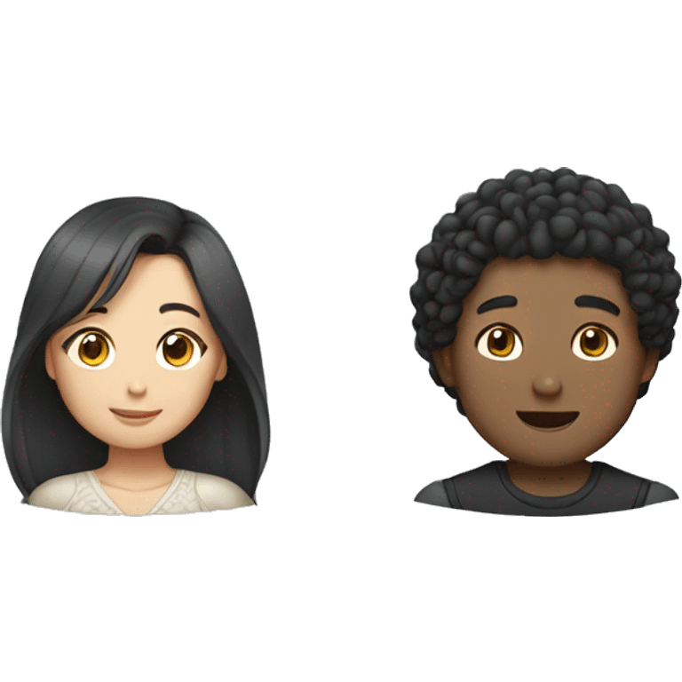 Asian girl, which has straight hair, and black boy, which had curly hair, as a couple.  emoji