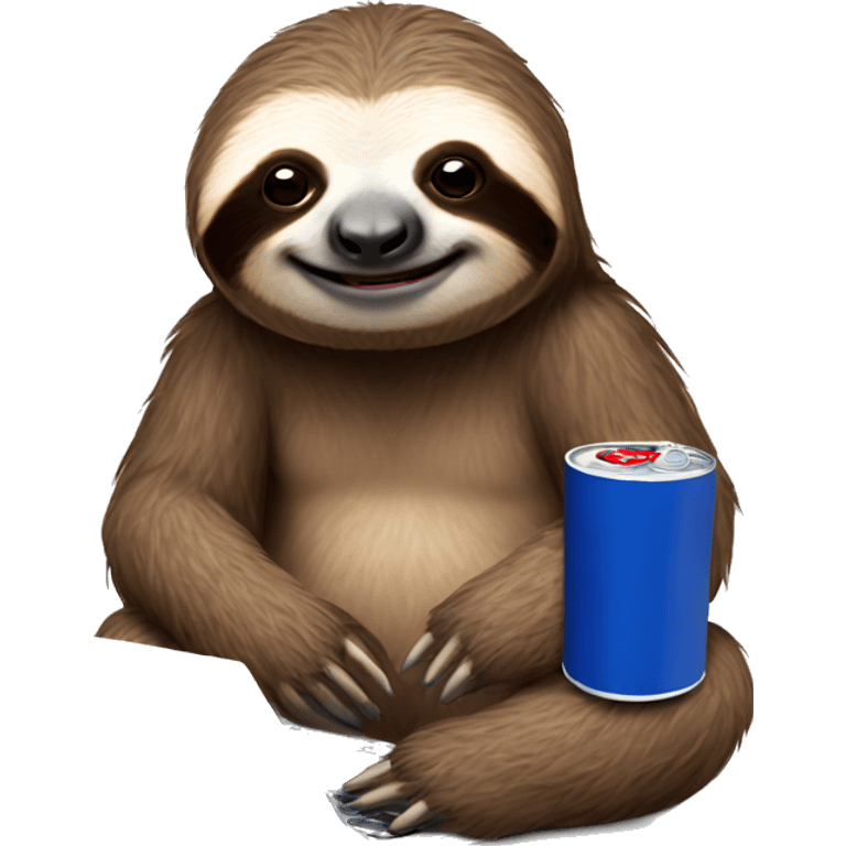 sloth with RedBull can and laptop emoji