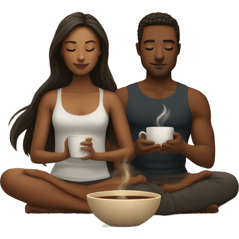 Perfect meditation with a girlfriend and coffee emoji