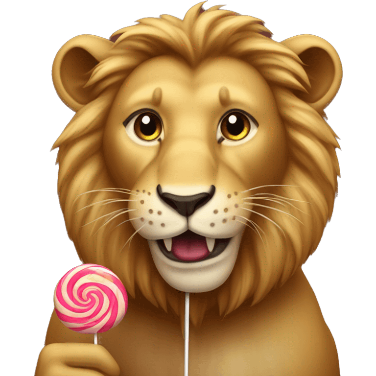 Lion eating lollipop  emoji