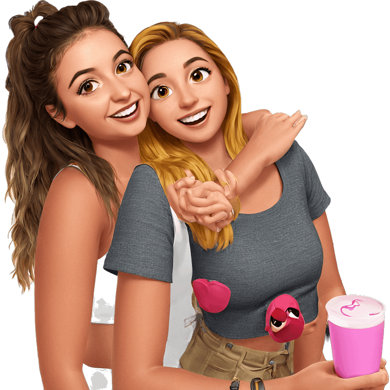 cheerful girls enjoying together emoji