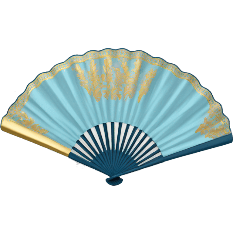 Hand fan light Blue and gold  emoji