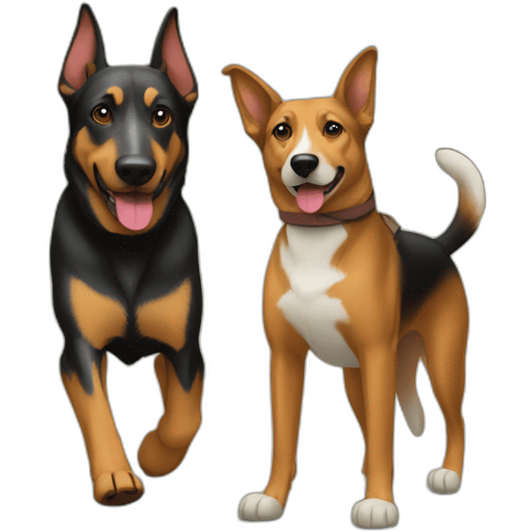 coonhound and German shepherd mix dog walking emoji