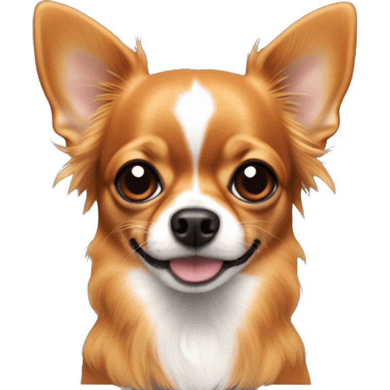 Dark orange long hair chihuahua with black mouth and ears. No white on head emoji