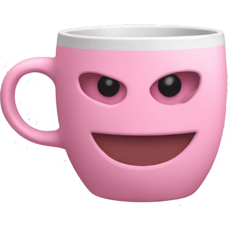 a pink plain coffee mug without a face with one handle on the right, coffee inside it, there is nothing around emoji