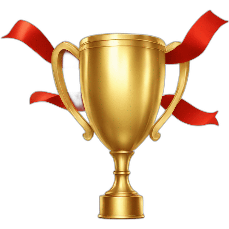 golden football cup with two red ribbons emoji