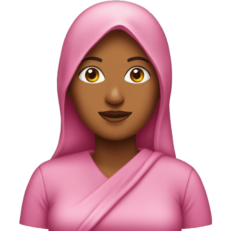 Woman wearing pink baklava emoji