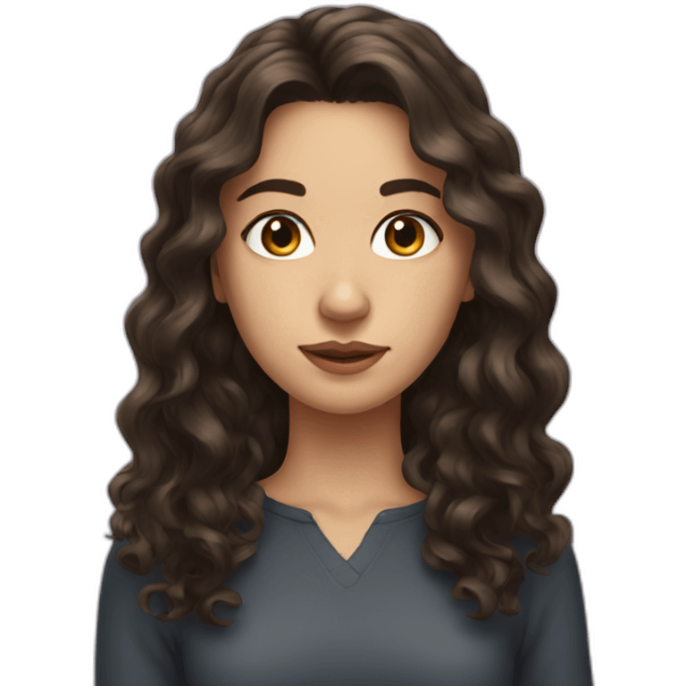 dark wavy haired European young woman emoji