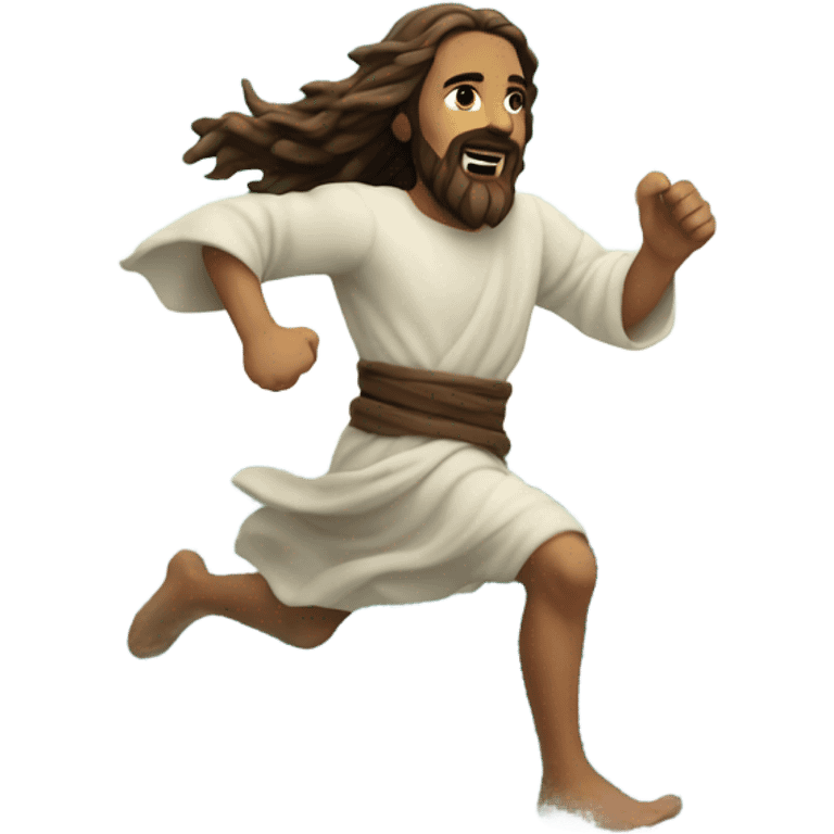 Jesus running on the ocean emoji