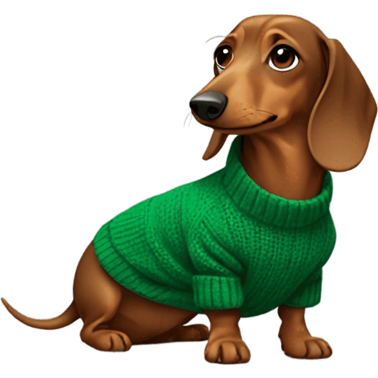 Dachshund with green sweater  emoji