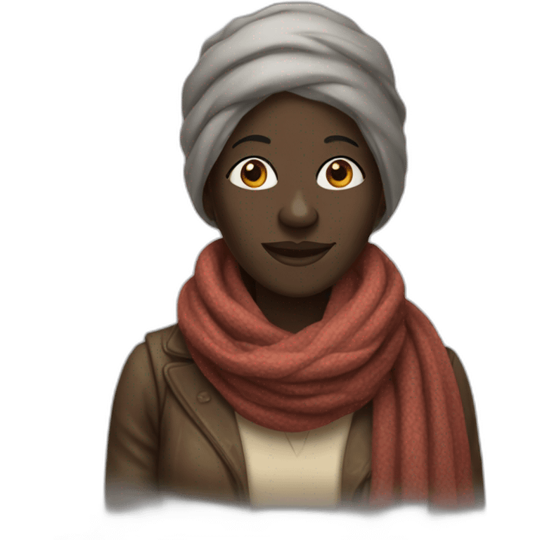 old darkskin woman with scarf emoji